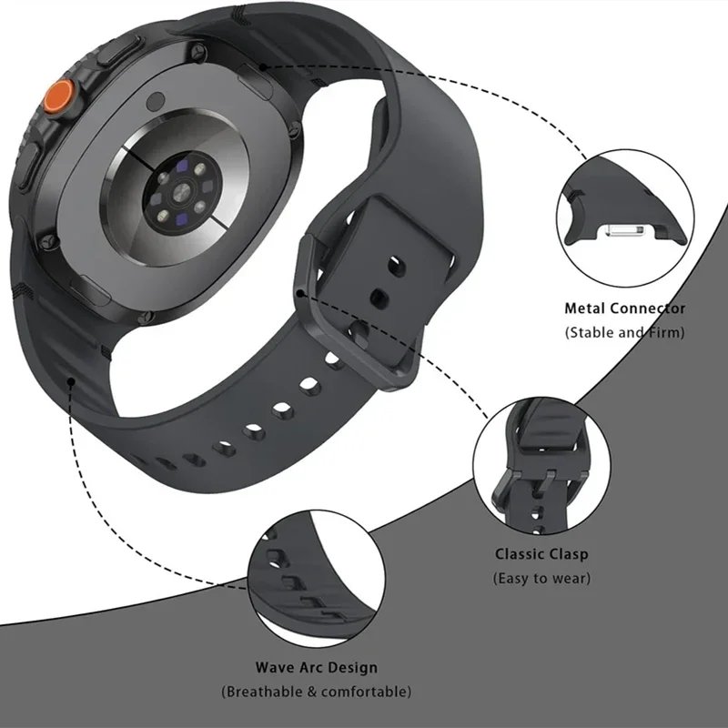 Official Silicone Watchband For Samsung Galaxy Watch 8 40mm 44mm 1:1 Sports Bracelet Wristband Galaxy Watch 8 Classic 46mm Belt