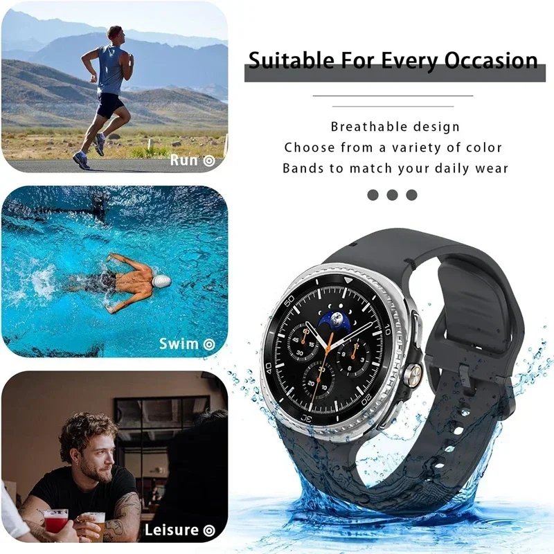 Official Silicone Watchband For Samsung Galaxy Watch 8 40mm 44mm 1:1 Sports Bracelet Wristband Galaxy Watch 8 Classic 46mm Belt