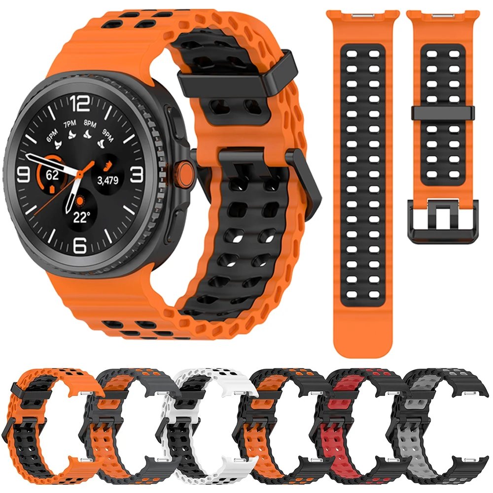Ocean Silicone Strap for Samsung Galaxy Watch 8 44mm 40mm/8 Classic 46mm Sports Wristband for Galaxy Watch 8 Breathable Bracelet