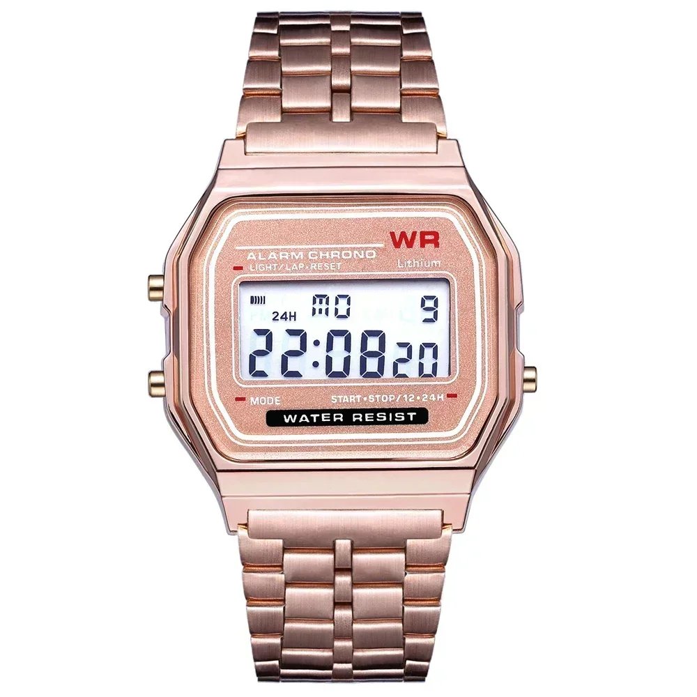 Retro Square Electronic Watches Digital Display Women Men Watch Rose Gold Silver Luxury Ladies Wristwatches Relojes Para Mujer - Image 2
