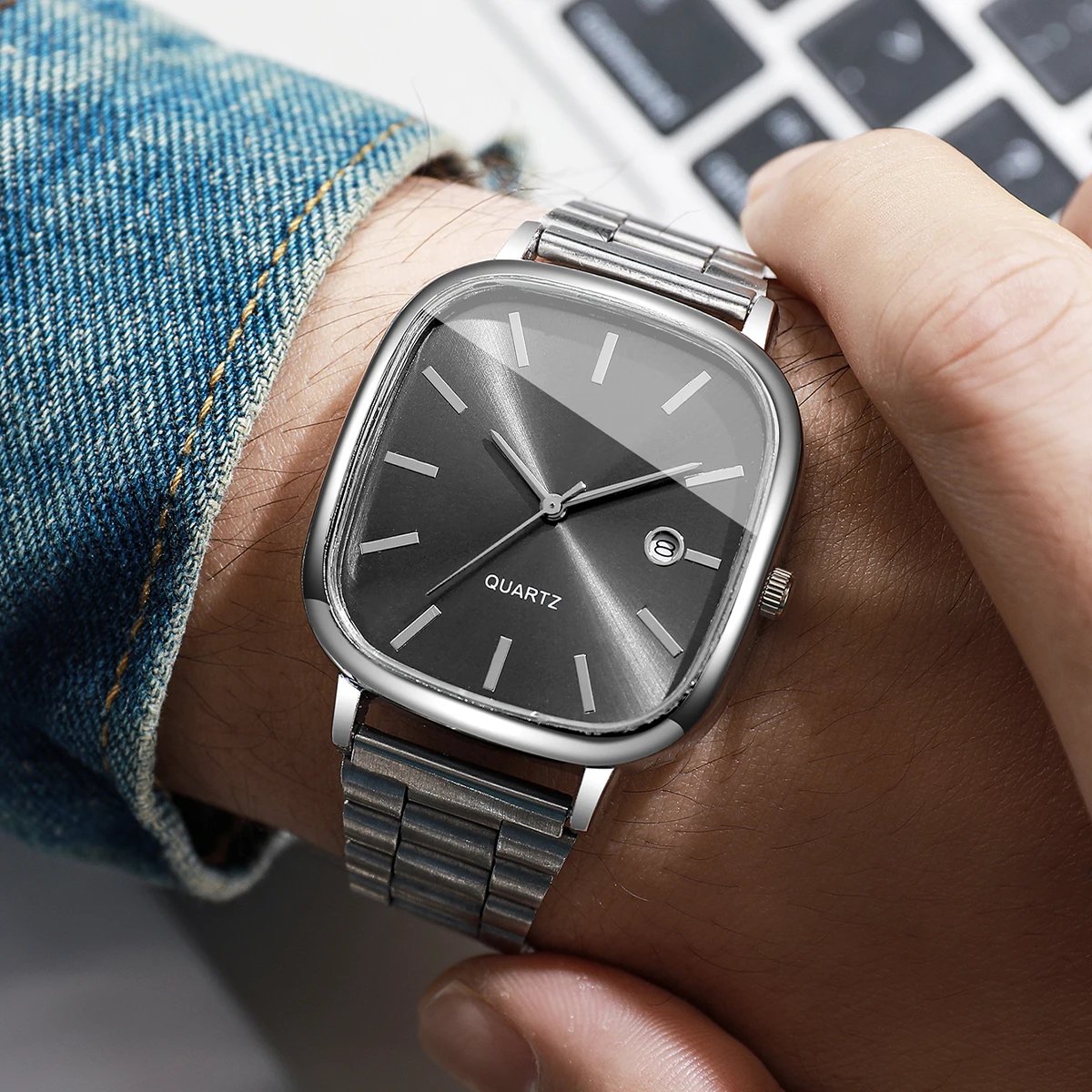 Fashion Square Men Calendar Quartz Watch Analog Mens Business Watches Clock Gift Reloj Hombre(Without Box) - Image 3