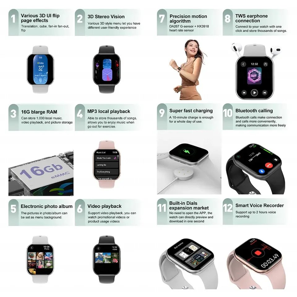 New2025 For Apple GPS Watch 10 Smart Watch NFC Men HD AMOLED Memory Music 3D Surround Bluetooth Call Waterproof Smartwatch Woman - Image 4