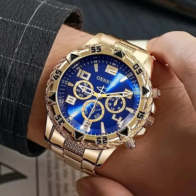 Fashion Men Business Watch Luxury Large Dial Steel Strap Men Quartz Wristwatches Clock Gift Relogio Masculino (Without Box)