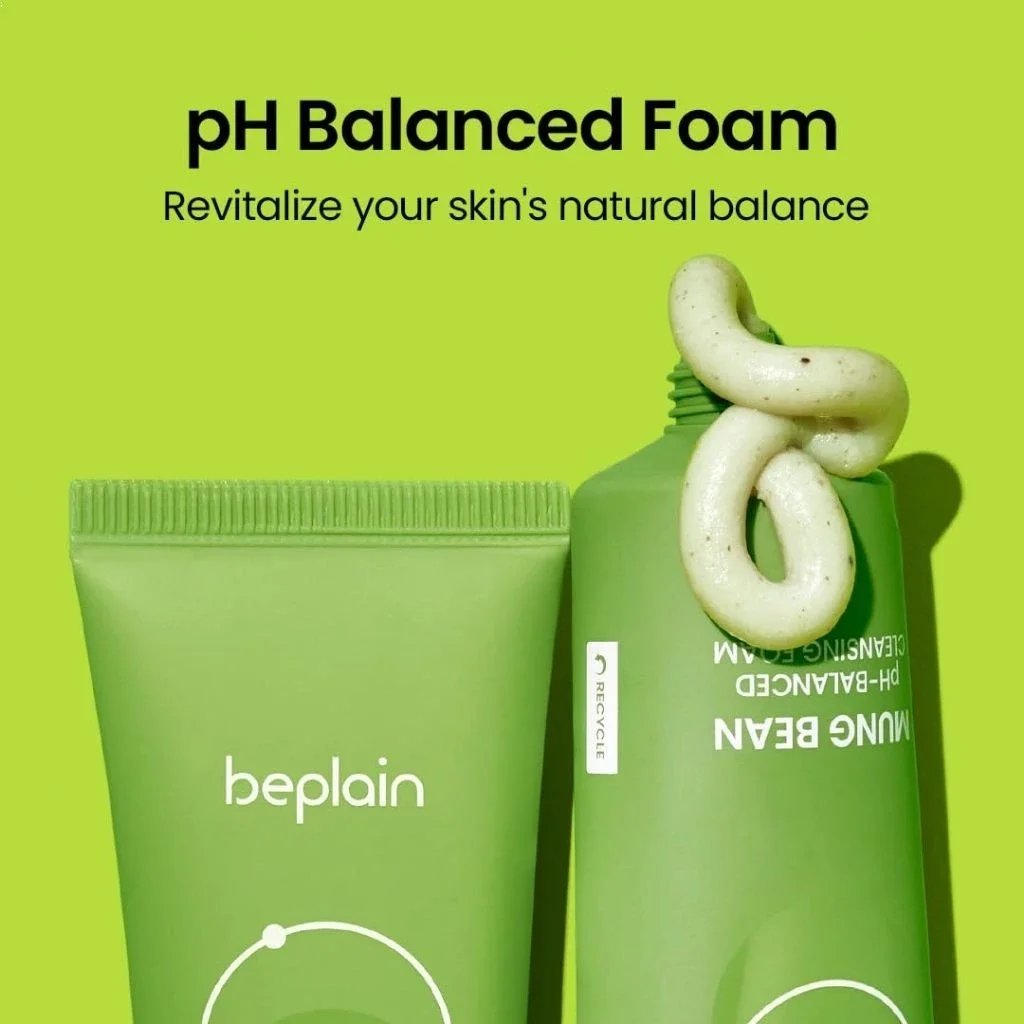 Korean Beplain Mung Bean Pore Serum,Deep Pore Cleansing Foam,Makeup Remover Oil and Clay Mask Facail Firming Skin Care Products