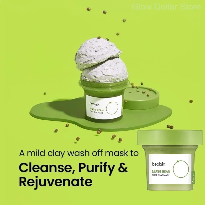 Korean Beplain Mung Bean Pore Serum,Deep Pore Cleansing Foam,Makeup Remover Oil and Clay Mask Facail Firming Skin Care Products