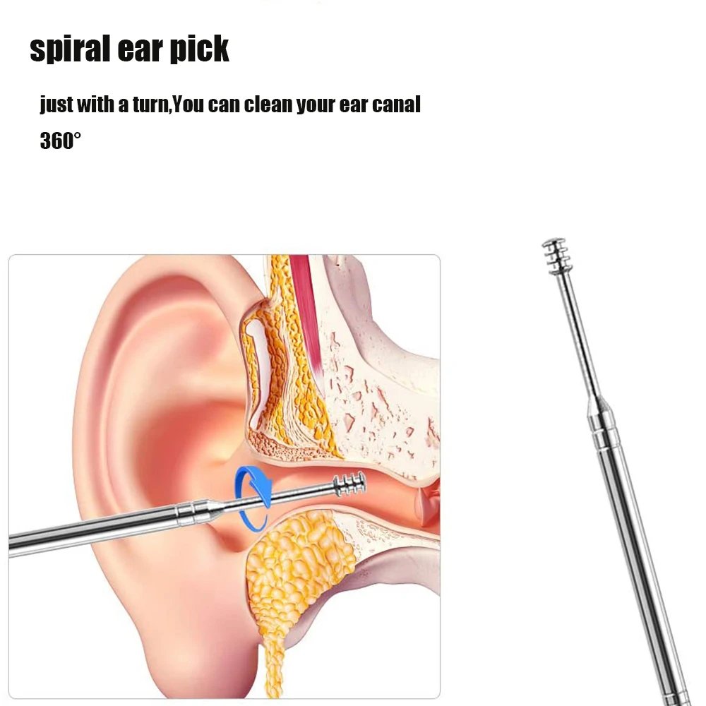 Earwax Remover Ear Cleaner Wax Removal Tool Earpick Sticks Curette Ear Pick Cleaning Ear Cleanser Spoon Health Care Earpick 6PCS