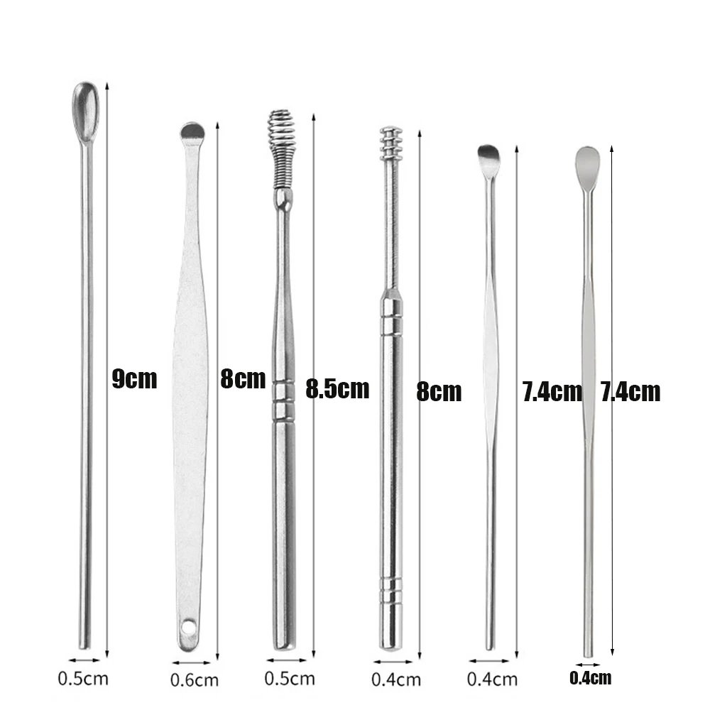 Earwax Remover Ear Cleaner Wax Removal Tool Earpick Sticks Curette Ear Pick Cleaning Ear Cleanser Spoon Health Care Earpick 6PCS