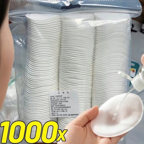 Disposable Soft and Breathable Circular Makeup Remover Pads Doubles Sided Cotton Pads Non-Irritating for Daily Facial Cleaning