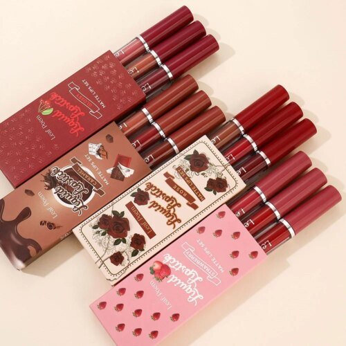 Waterproof Long-lasting Velvet Matte Lip Gloss Set Strawberry Moisturizing Lipstick Kit Beauty Cosmetics Makeup Rose Lip Stain