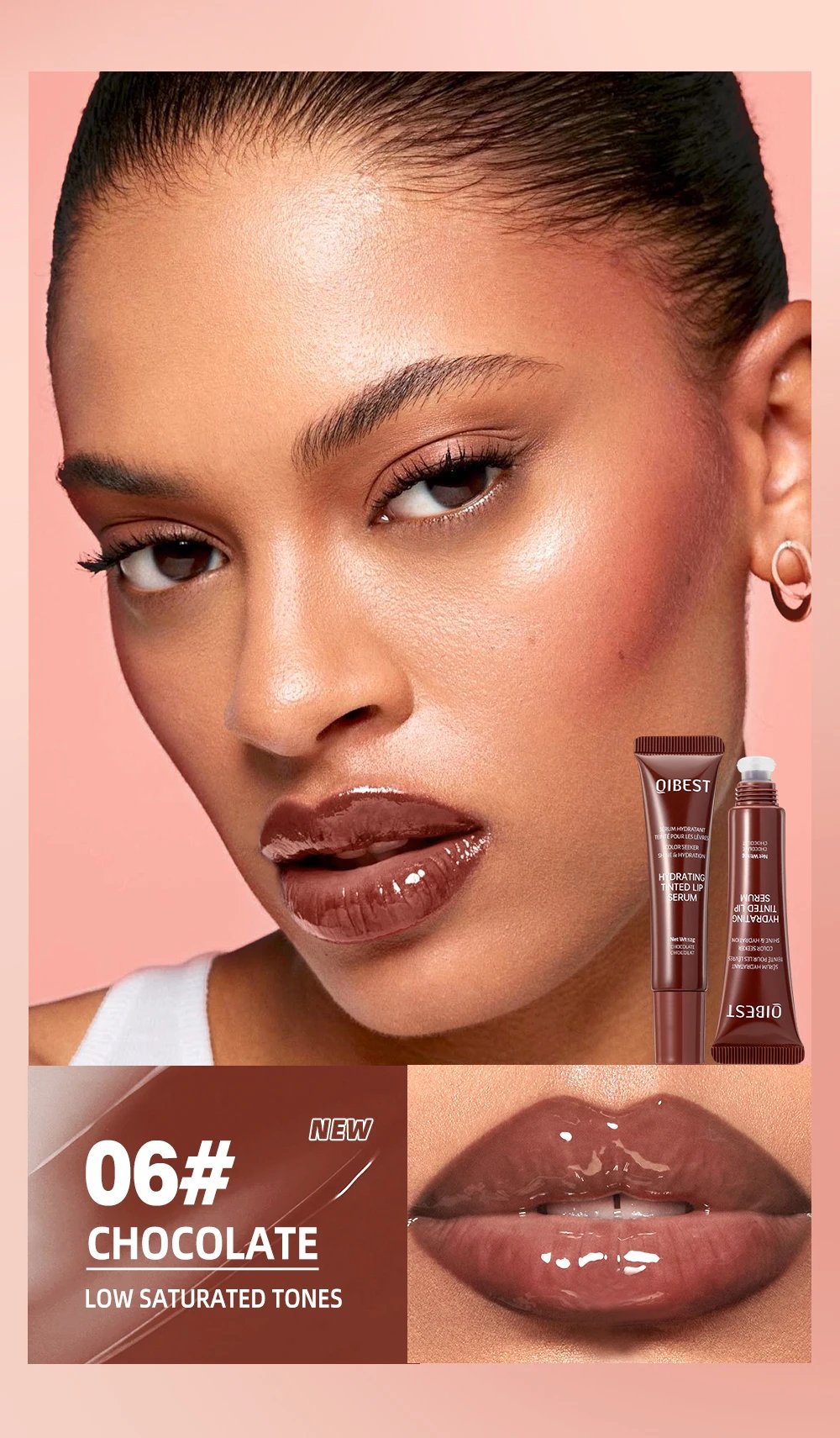 Nude Brown Plumping Lip Gloss Moisturising Colored Lip Oil Transparent Fullness Lips Tint Soft Tube Make Up Beauty Lips Care 12g