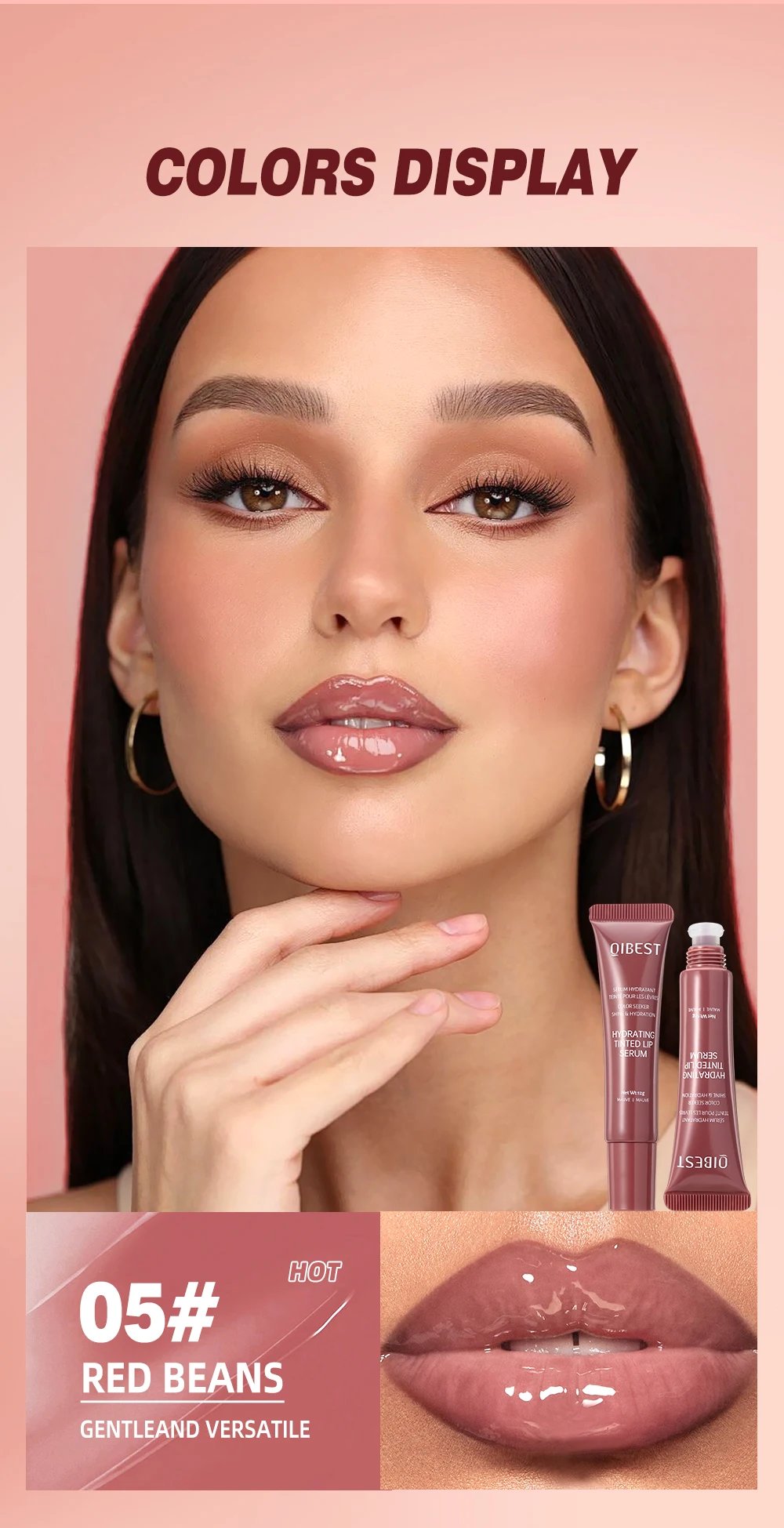 Nude Brown Plumping Lip Gloss Moisturising Colored Lip Oil Transparent Fullness Lips Tint Soft Tube Make Up Beauty Lips Care 12g