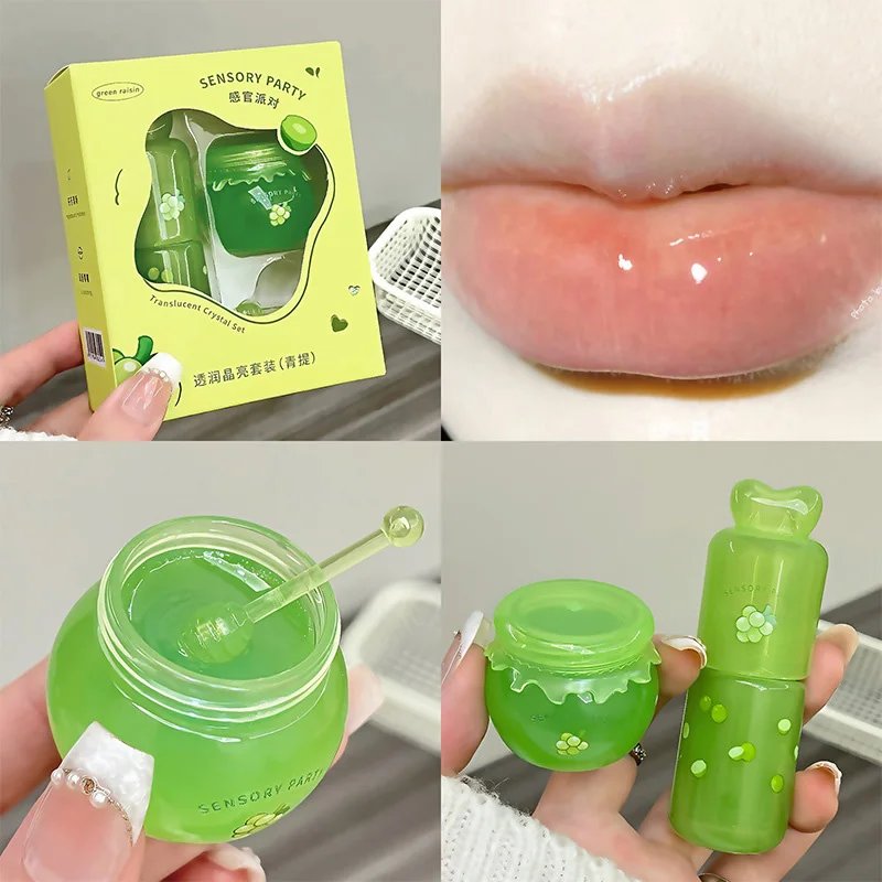 Blueberry Peach Moisturizing Lip Balm Set Light Hydrating Lip Gloss Relieve Dryness and Remove Dead Skin Soothing Tender Lips