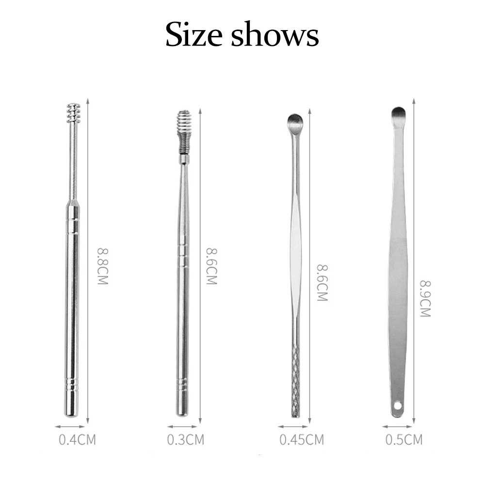 Earwax Remover Ear Cleaner Wax Removal Tool Earpick Sticks Curette Ear Pick Cleaning Ear Cleanser Spoon Health Care Earpick 6PCS