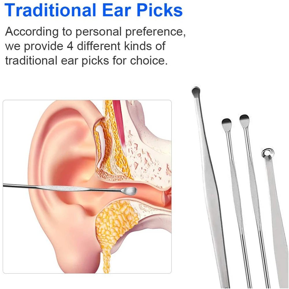 Earwax Remover Ear Cleaner Wax Removal Tool Earpick Sticks Curette Ear Pick Cleaning Ear Cleanser Spoon Health Care Earpick 6PCS