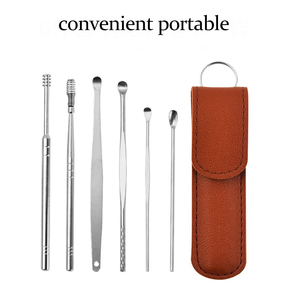 Earwax Remover Ear Cleaner Wax Removal Tool Earpick Sticks Curette Ear Pick Cleaning Ear Cleanser Spoon Health Care Earpick 6PCS