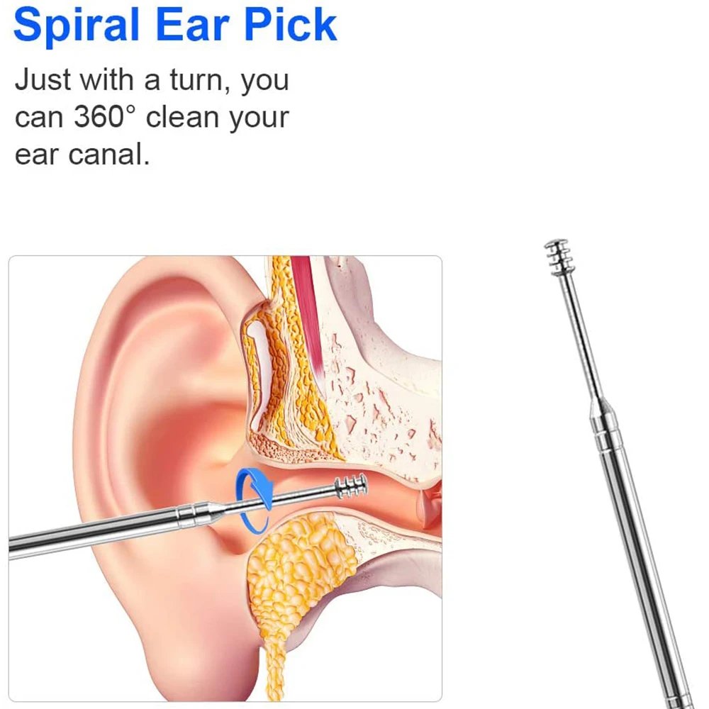 Earwax Remover Ear Cleaner Wax Removal Tool Earpick Sticks Curette Ear Pick Cleaning Ear Cleanser Spoon Health Care Earpick 6PCS