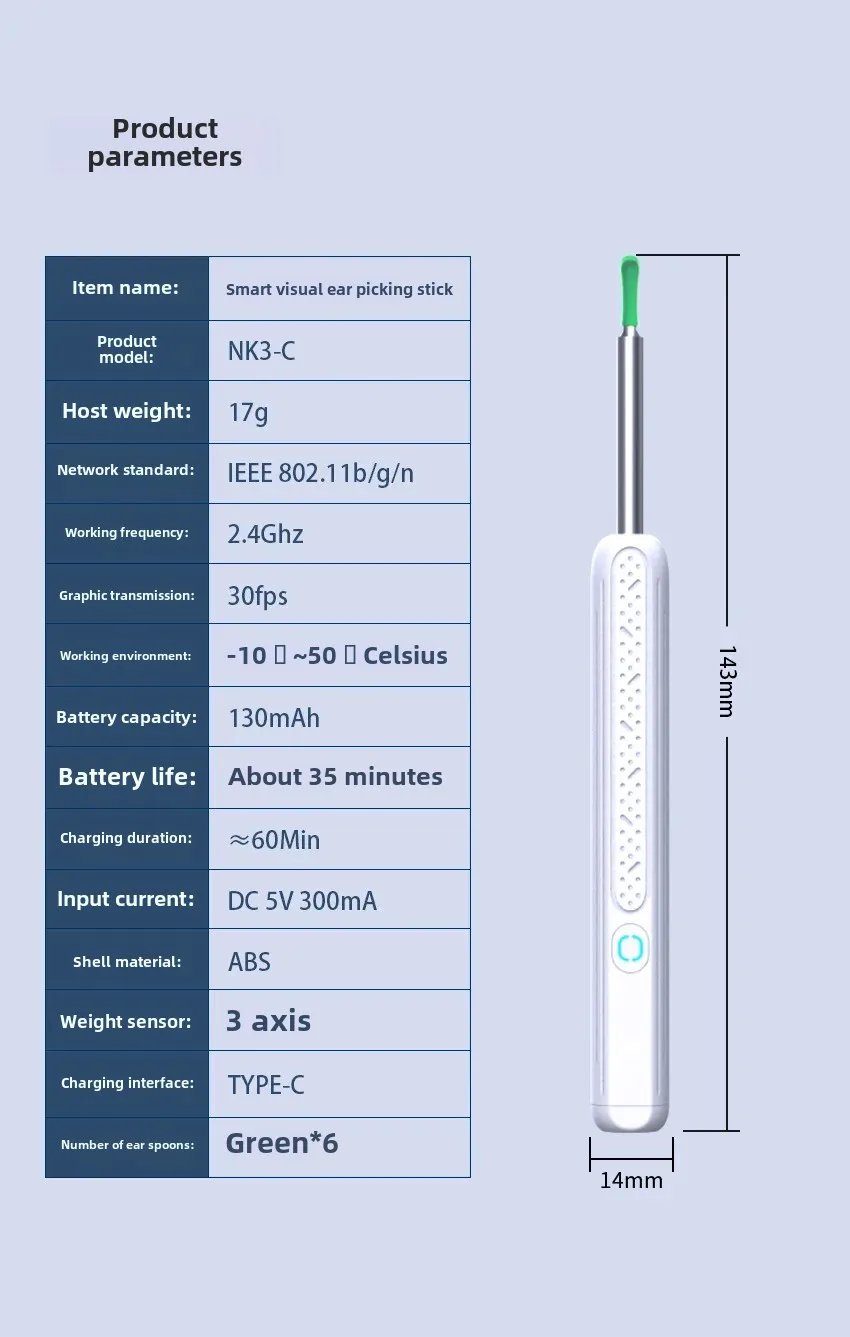 Wireless WiFi Ear Pick Otoscope Camera Borescope Luminous Ear Wax Cleaning Teeth Oral Inspection Health Care Ear Cleaner
