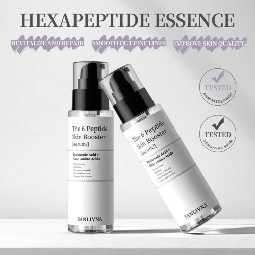 6 Peptide Essence Facial Refreshing Skin Care Set Contains Collagen to Improve Fine Lines, Brighten Skin, Moisturize and Nourish