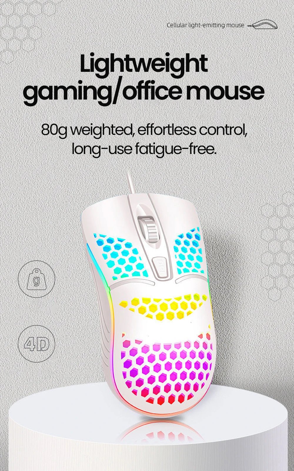 USB Wired Mouse RGB Luminous Gaming Mouse 1600DPI Desktop Laptop Mute Office Computer Wired Mouse for Windows PC & Laptop