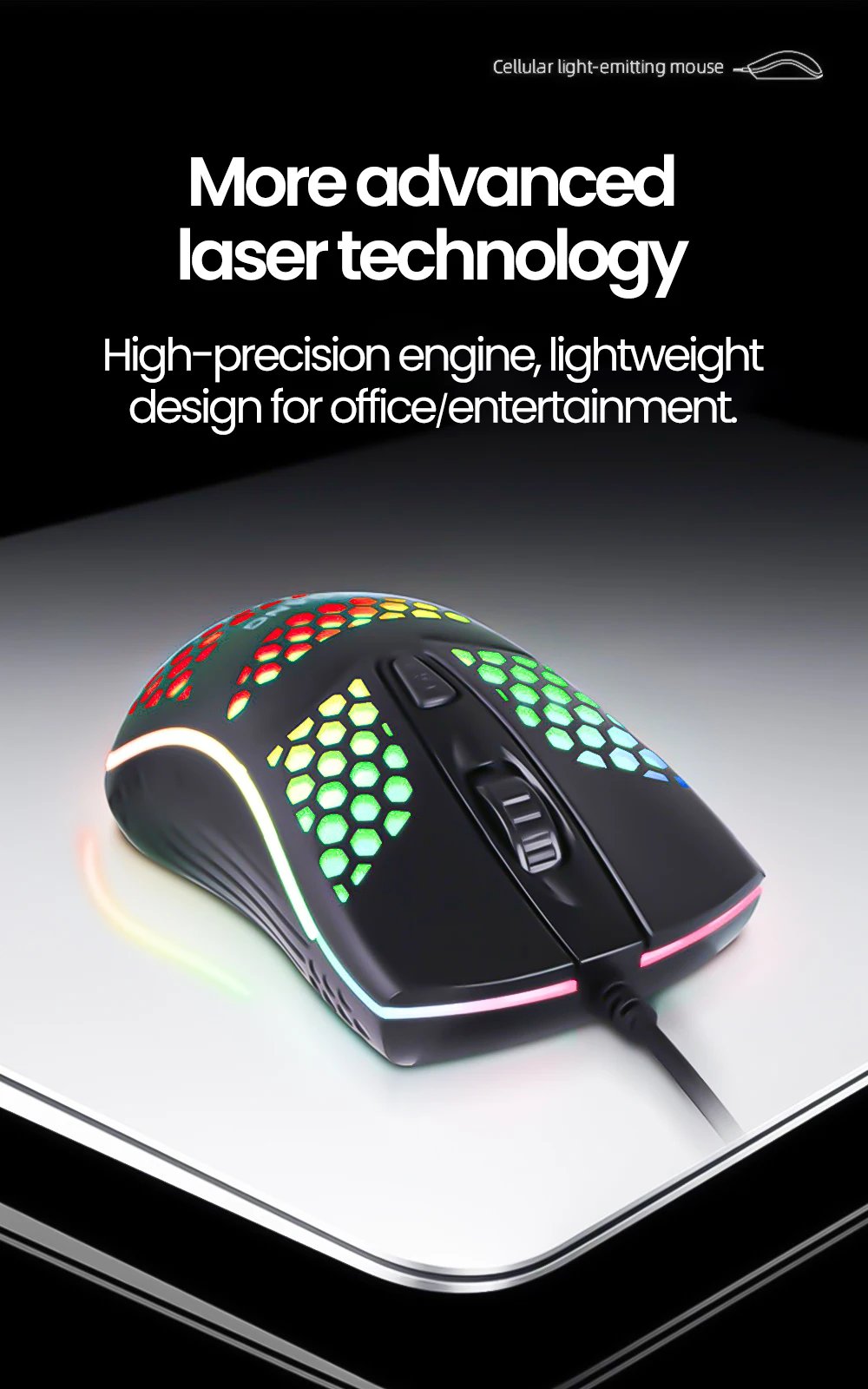 USB Wired Mouse RGB Luminous Gaming Mouse 1600DPI Desktop Laptop Mute Office Computer Wired Mouse for Windows PC & Laptop
