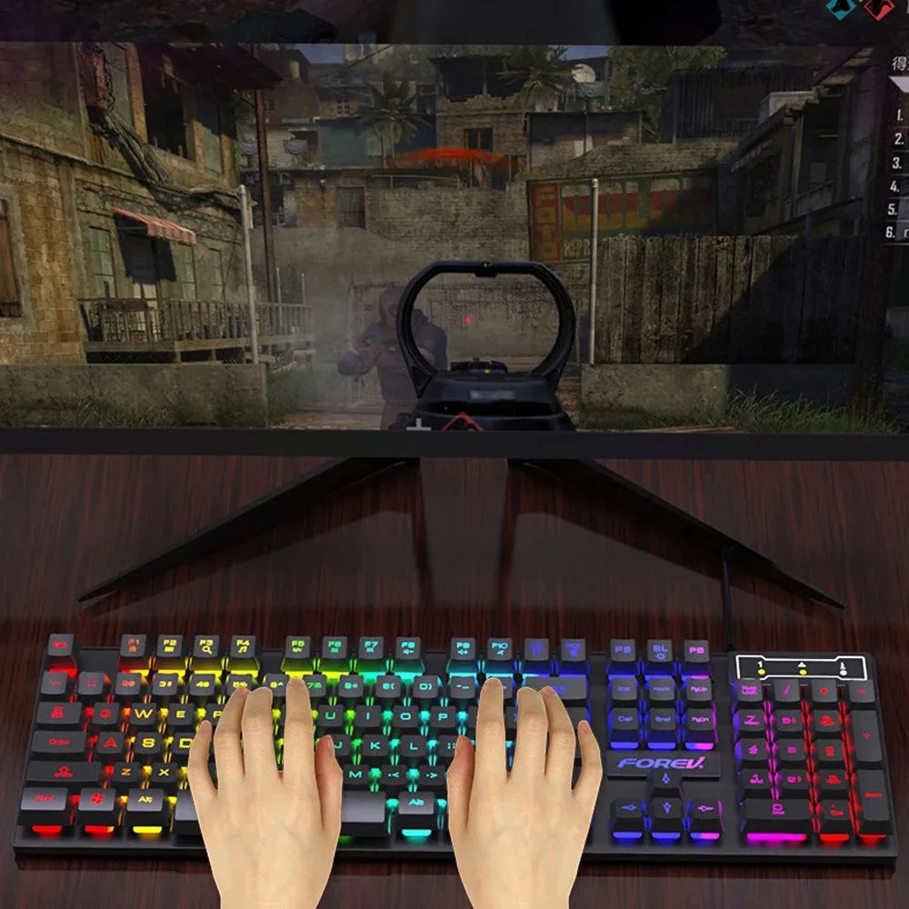 104 key Backlit Mechanical Keyboard Wired Gaming Keyboard waterproof Luminous keyboard And Mouse Set for Gamer PC Laptop Office 104 key Backlit Mechanical Keyboard Wired Gaming Keyboard waterproof Luminous keyboard And Mouse Set for Gamer PC Laptop Office