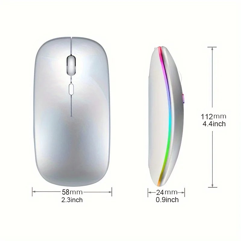 Wireless Mouse Bluetooth and 2.4GHz Dual Modes Rechargeable RGB Ergonomic Silent Click for PC iPad Laptop Cell Phone TV Wireless Mouse Bluetooth and 2.4GHz Dual Modes Rechargeable RGB Ergonomic Silent Click for PC iPad Laptop Cell Phone TV