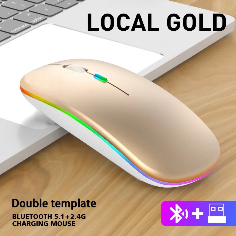 Wireless Mouse Bluetooth and 2.4GHz Dual Modes Rechargeable RGB Ergonomic Silent Click for PC iPad Laptop Cell Phone TV Wireless Mouse Bluetooth and 2.4GHz Dual Modes Rechargeable RGB Ergonomic Silent Click for PC iPad Laptop Cell Phone TV