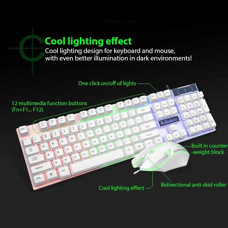 KM320 Keyboard And Mouse Set Waterproof Luminous Game Backlit Keyboard - Image 4