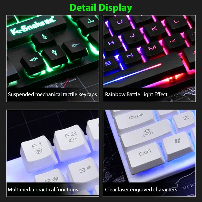 KM320 Keyboard And Mouse Set Waterproof Luminous Game Backlit Keyboard - Image 2
