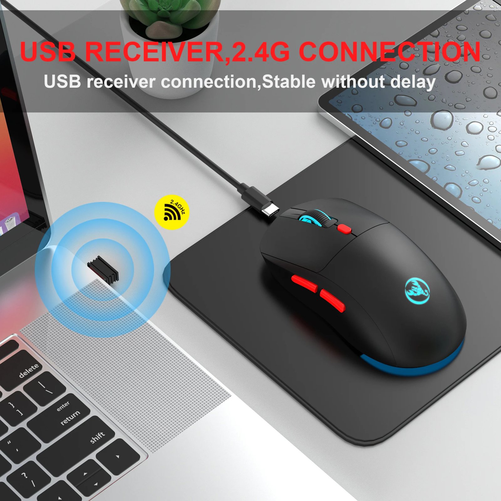 Rechargeable 2.4G USB Wireless Mouse Adjustable 3600dpi 7 Colors RGB Comfortable Mice for Home Office Laptop Computer Gamer Rechargeable 2.4G USB Wireless Mouse Adjustable 3600dpi 7 Colors RGB Comfortable Mice for Home Office Laptop Computer Gamer