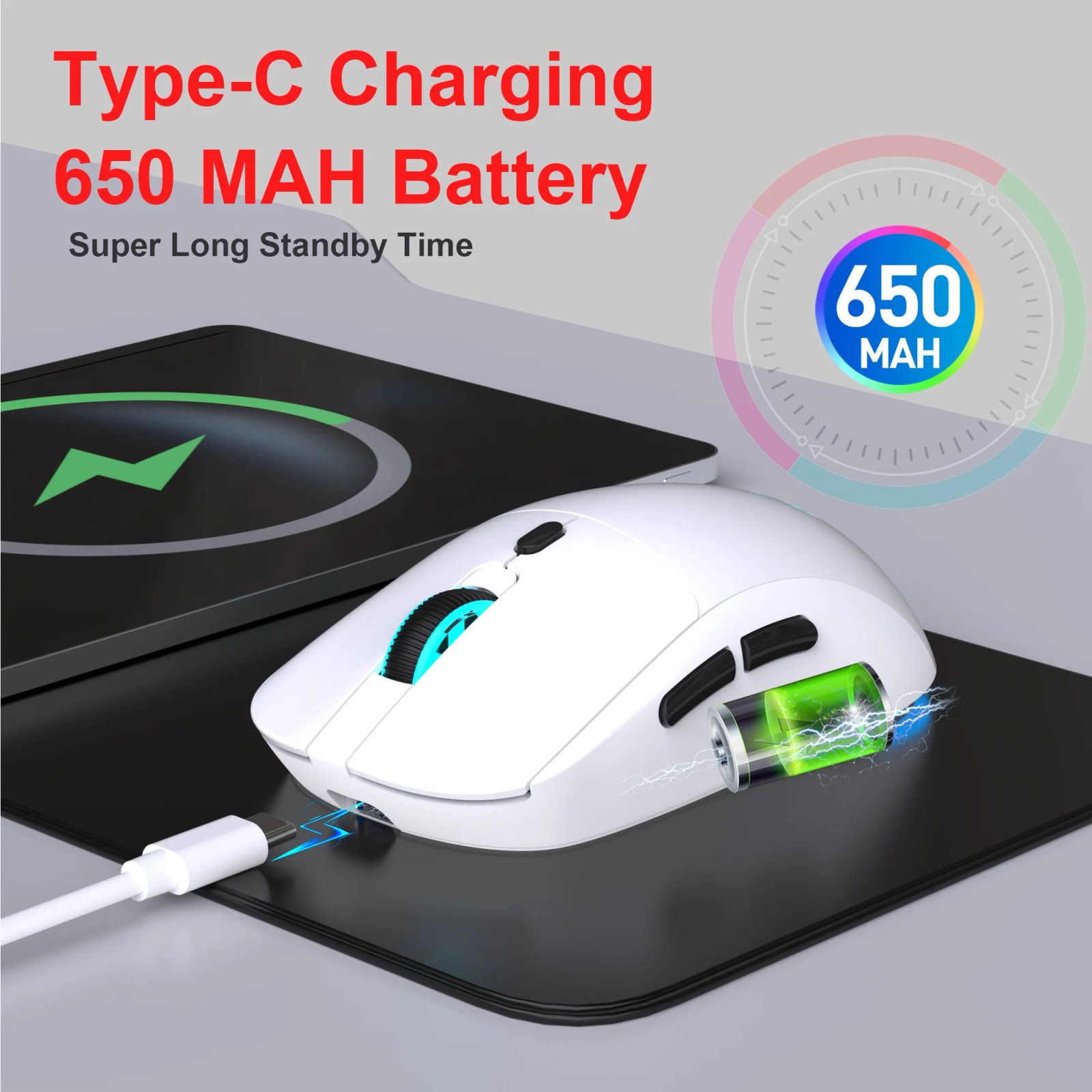 Rechargeable 2.4G USB Wireless Mouse Adjustable 3600dpi 7 Colors RGB Comfortable Mice for Home Office Laptop Computer Gamer Rechargeable 2.4G USB Wireless Mouse Adjustable 3600dpi 7 Colors RGB Comfortable Mice for Home Office Laptop Computer Gamer