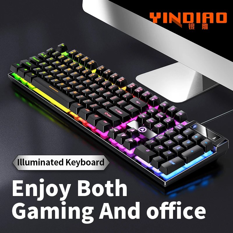 YINDIAO Keyboard Gaming Wired Laptop Desktops PC Computer Office Accessories Low Profile Gamer Keyboards With Numpad - Image 2