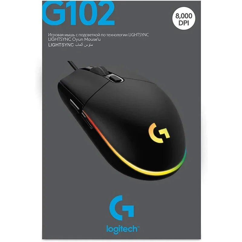 Logitech G102 Mouse USB Wired Gaming Mouse 8000 DPI Rainbow Optical Effect Screen For PC/Mac Computer and Laptop Logitech G102 Mouse USB Wired Gaming Mouse 8000 DPI Rainbow Optical Effect Screen For PC/Mac Computer and Laptop