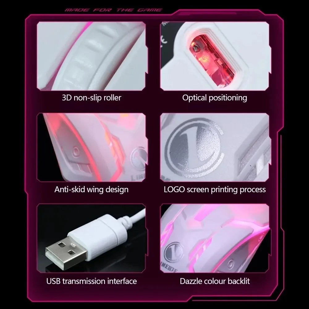 USB Wired Mouse RGB Colorful Mosue E-Sports Gaming Mouse Wired Office Mouse Mice For PC Desktop Laptop Computer Windows iOS - Image 4