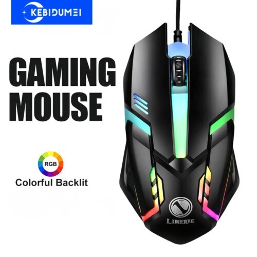 USB Wired Mouse RGB Colorful Mosue E-Sports Gaming Mouse Wired Office Mouse Mice For PC Desktop Laptop Computer Windows iOS