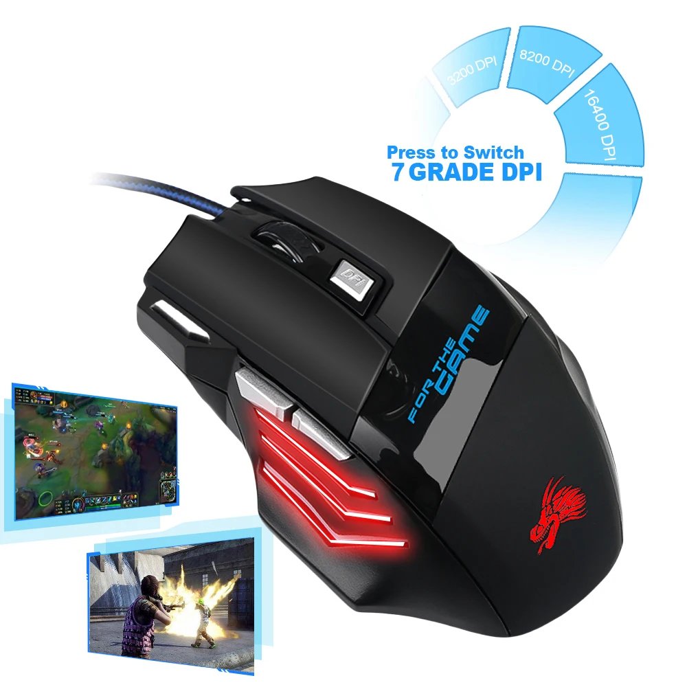 USB Wired Mouse 7 Buttons Backlit Gaming Mouse Office Mouse 7 Grade DPI Optical Mouse Ergonomic Mice for Desktop Laptop Macbook - Image 4