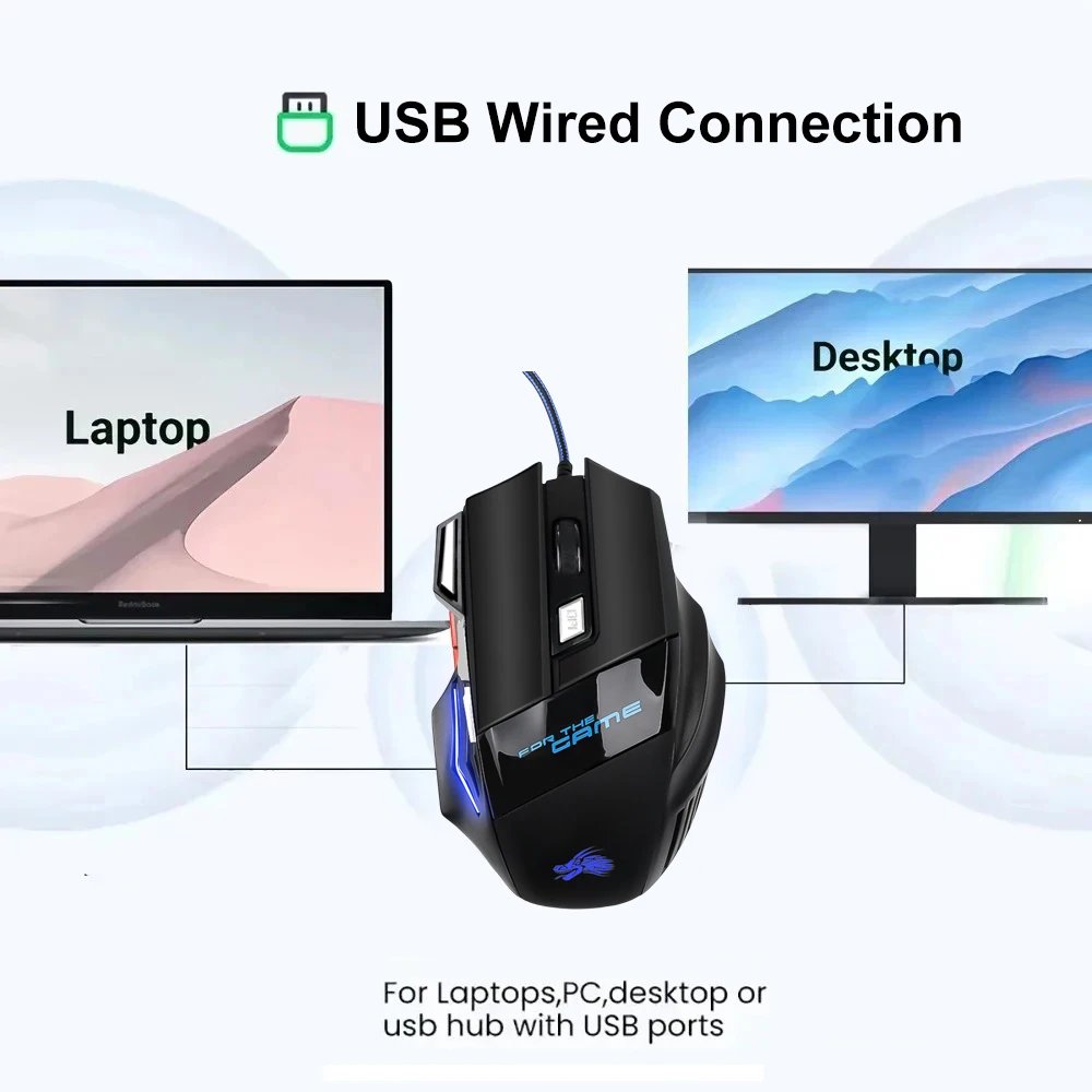 USB Wired Mouse 7 Buttons Backlit Gaming Mouse Office Mouse 7 Grade DPI Optical Mouse Ergonomic Mice for Desktop Laptop Macbook USB Wired Mouse 7 Buttons Backlit Gaming Mouse Office Mouse 7 Grade DPI Optical Mouse Ergonomic Mice for Desktop Laptop Macbook