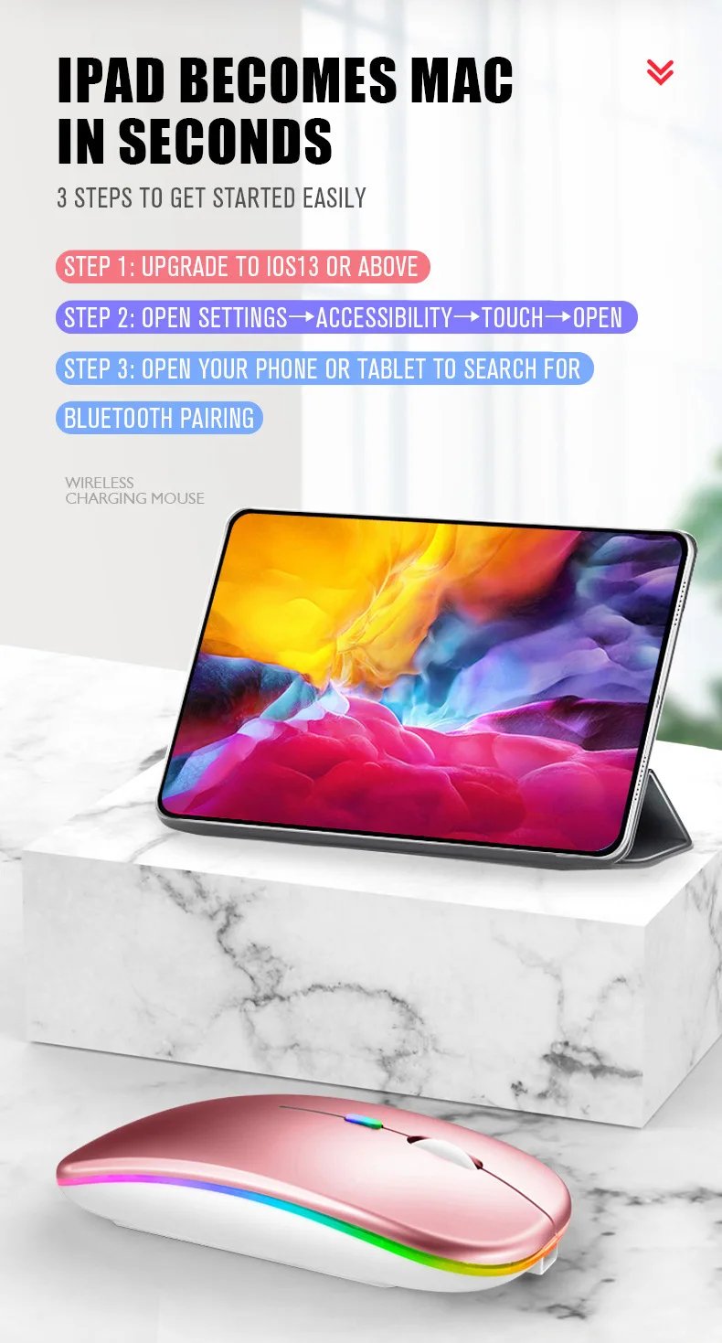 Bluetoooth 5.0 Wireless Mouse With USB Rechargeable RGB Light For Laptop Computer PC Macbook Gaming Mouse 2.4GHz 1600DPI Bluetoooth 5.0 Wireless Mouse With USB Rechargeable RGB Light For Laptop Computer PC Macbook Gaming Mouse 2.4GHz 1600DPI