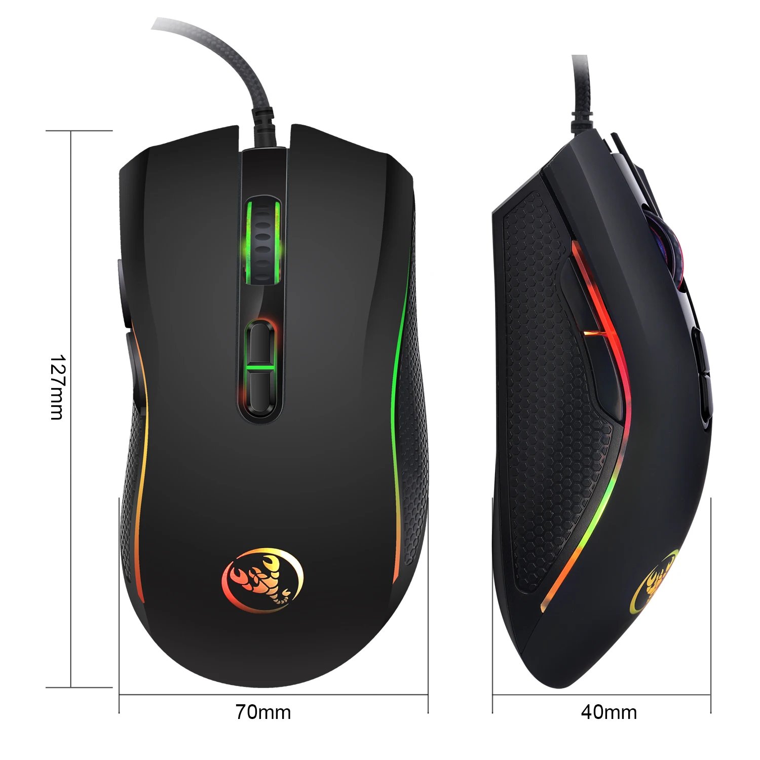 Popular choice HXSJ A869 optical ergonomic RGB ABS 4-level resolution adjustment wired gaming mouse for laptop and PC Popular choice HXSJ A869 optical ergonomic RGB ABS 4-level resolution adjustment wired gaming mouse for laptop and PC