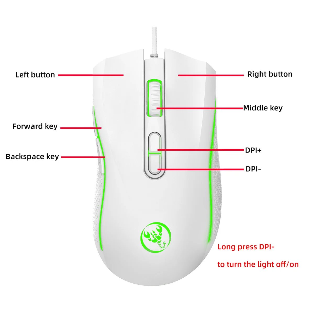 Popular choice HXSJ A869 optical ergonomic RGB ABS 4-level resolution adjustment wired gaming mouse for laptop and PC Popular choice HXSJ A869 optical ergonomic RGB ABS 4-level resolution adjustment wired gaming mouse for laptop and PC