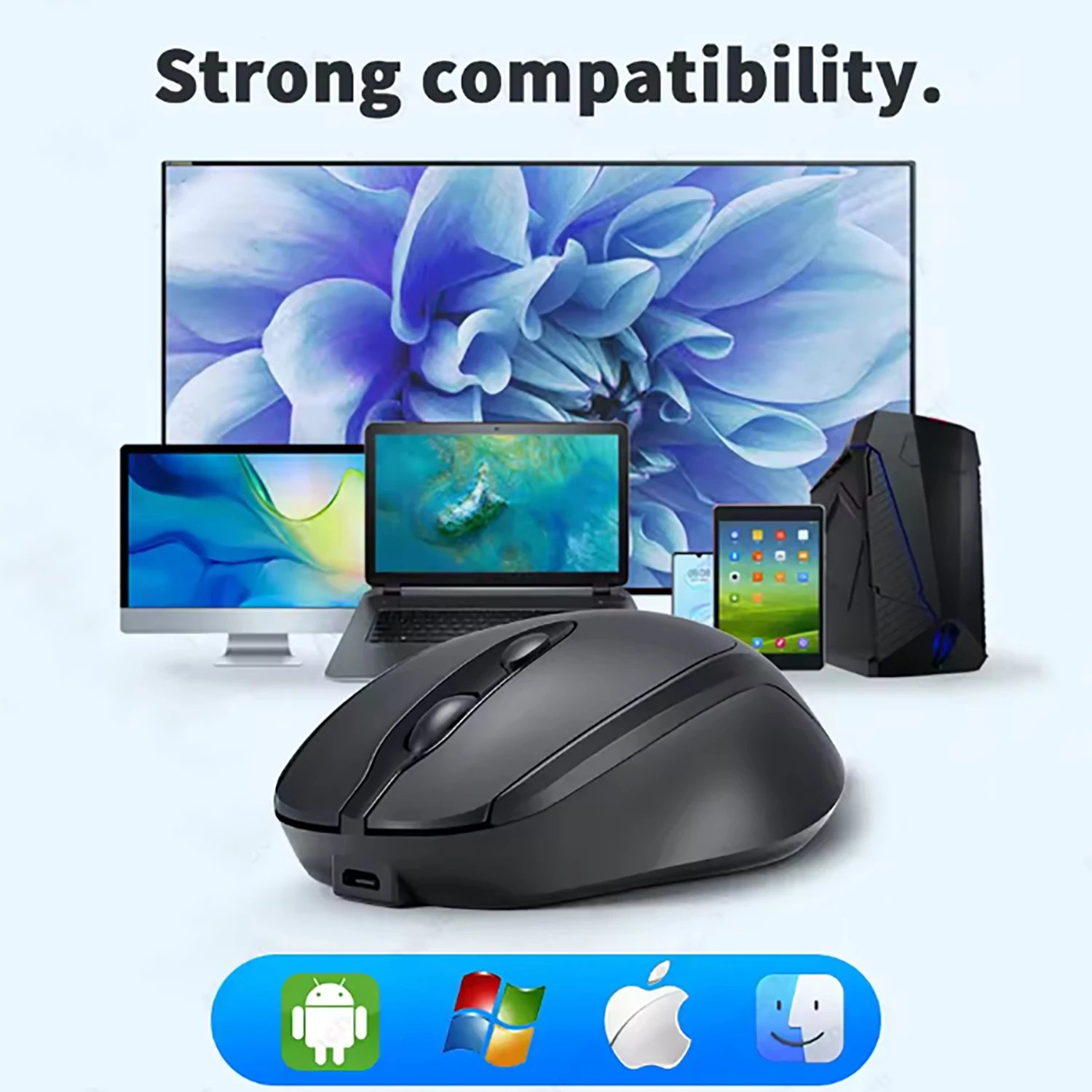 Bluetooth-Compatible Wireless Mouse 2.4G USB Wireless Computer Mouse Rechargeable Silent Mice For PC Laptop Macbook Tablet - Image 5