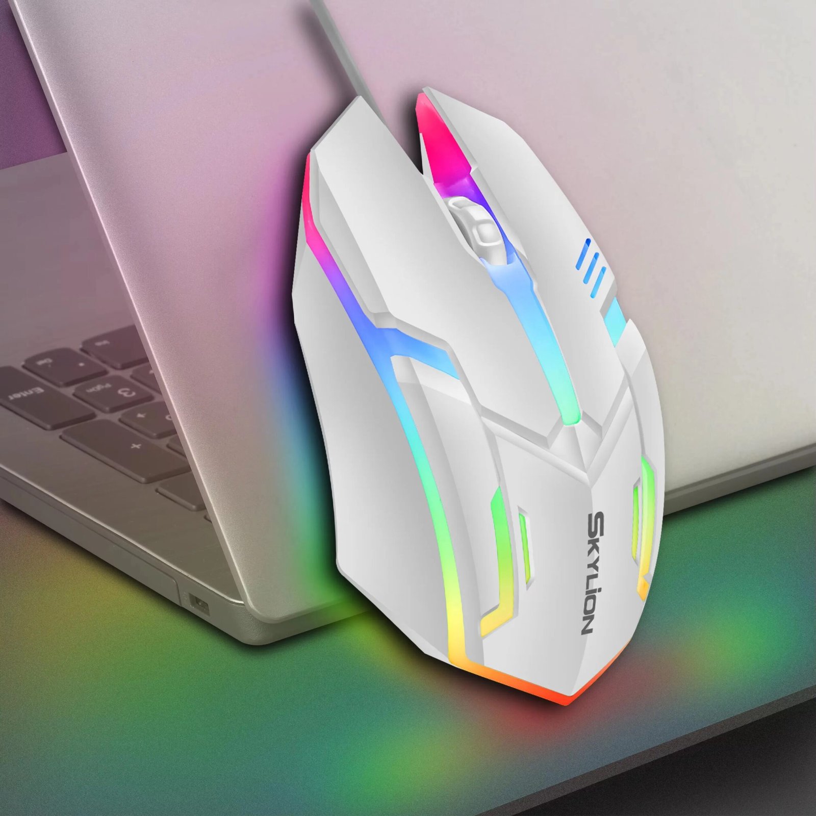 F1 Wired 3 Keys Mouse Colorful Lighting Gaming and Office For Microsoft Windows and Apple IOS System - Image 3