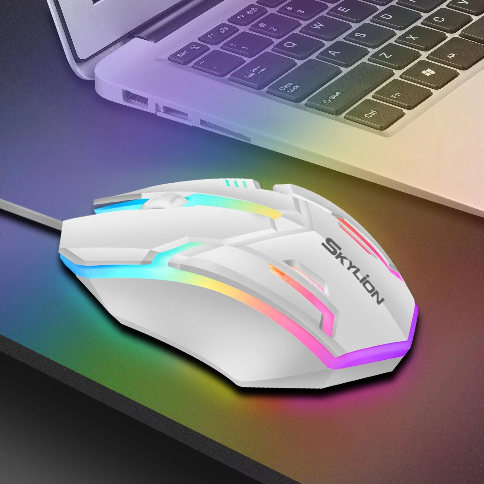 F1 Wired 3 Keys Mouse Colorful Lighting Gaming and Office For Microsoft Windows and Apple IOS System - Image 4