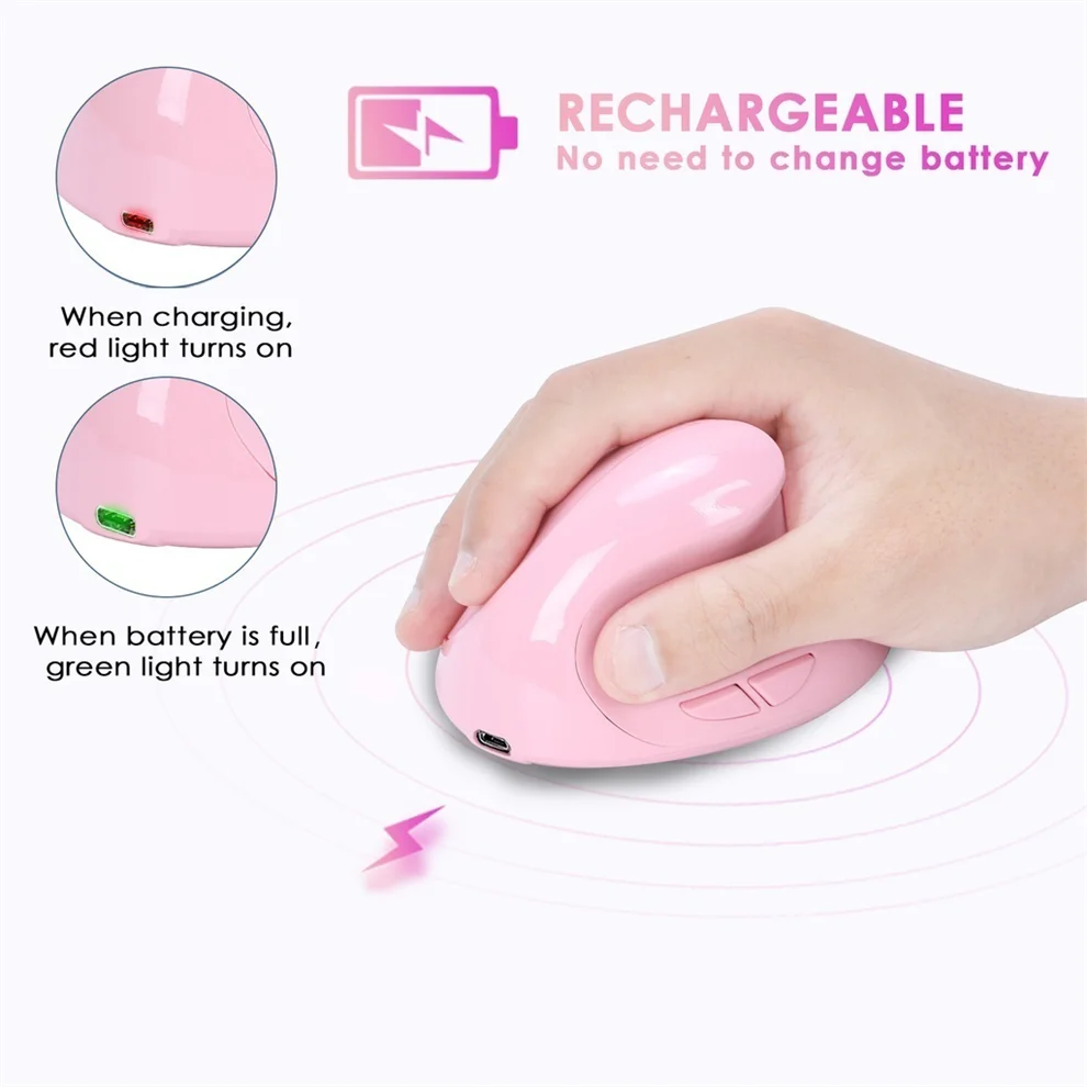 JOMAA Rechargeable Vertical Mouse Wireless USB 2.4G Right Hand Ergonomic Mice for Computer Laptop Gaming Mouse - Image 6