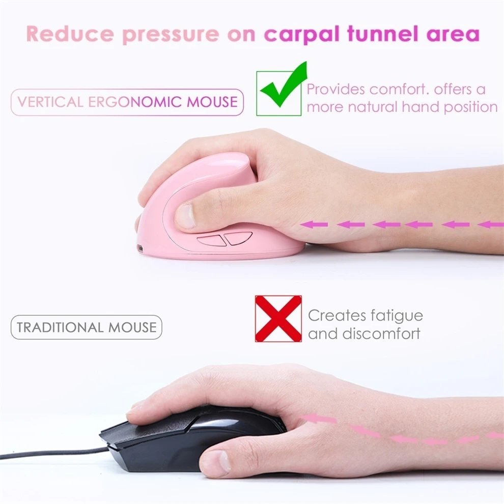 JOMAA Rechargeable Vertical Mouse Wireless USB 2.4G Right Hand Ergonomic Mice for Computer Laptop Gaming Mouse - Image 4