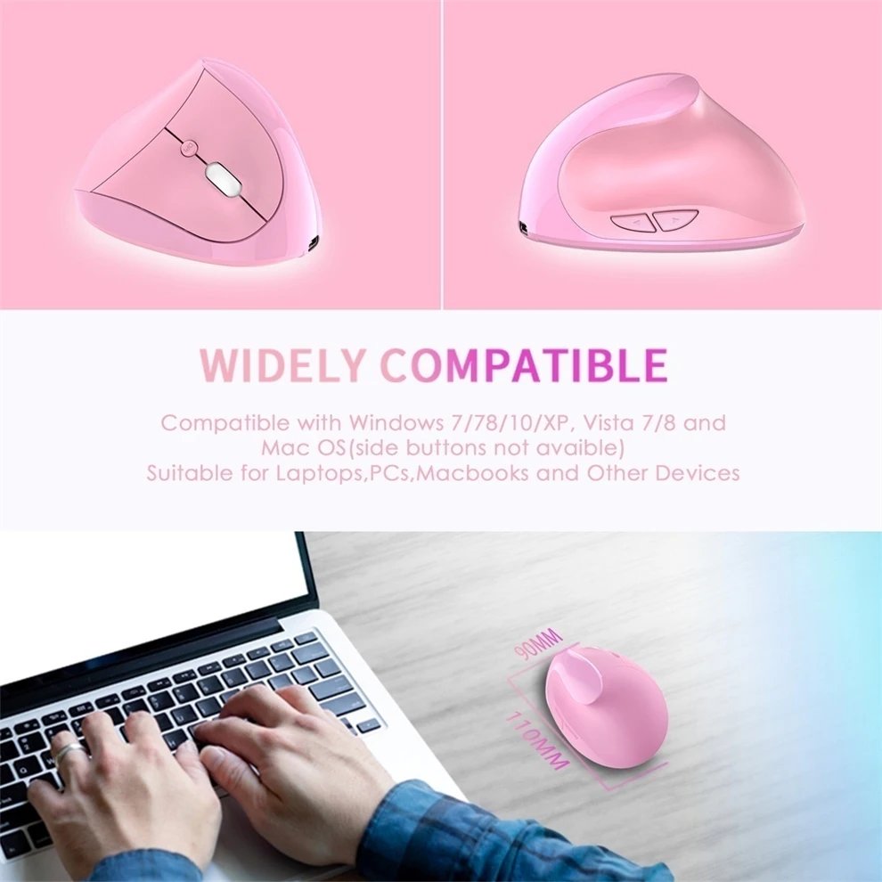 JOMAA Rechargeable Vertical Mouse Wireless USB 2.4G Right Hand Ergonomic Mice for Computer Laptop Gaming Mouse - Image 5