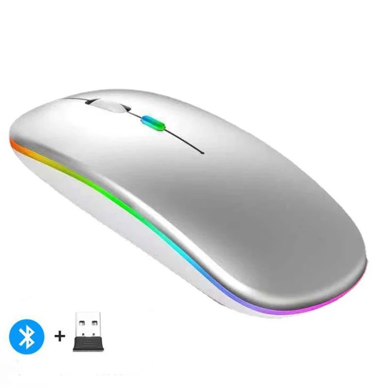 Wireless Mouse Rechargeable Silent LED Backlit Mice PC Laptop Computer Mous 2.4Ghz Receiver Bluetooth Dual Mode Optical Mice Wireless Mouse Rechargeable Silent LED Backlit Mice PC Laptop Computer Mous 2.4Ghz Receiver Bluetooth Dual Mode Optical Mice