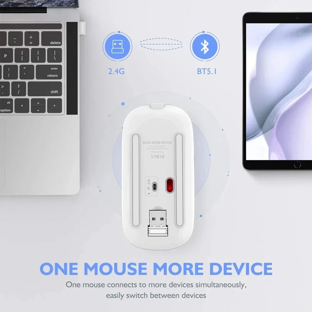 Wireless Mouse Rechargeable Silent LED Backlit Mice PC Laptop Computer Mous 2.4Ghz Receiver Bluetooth Dual Mode Optical Mice - Image 4