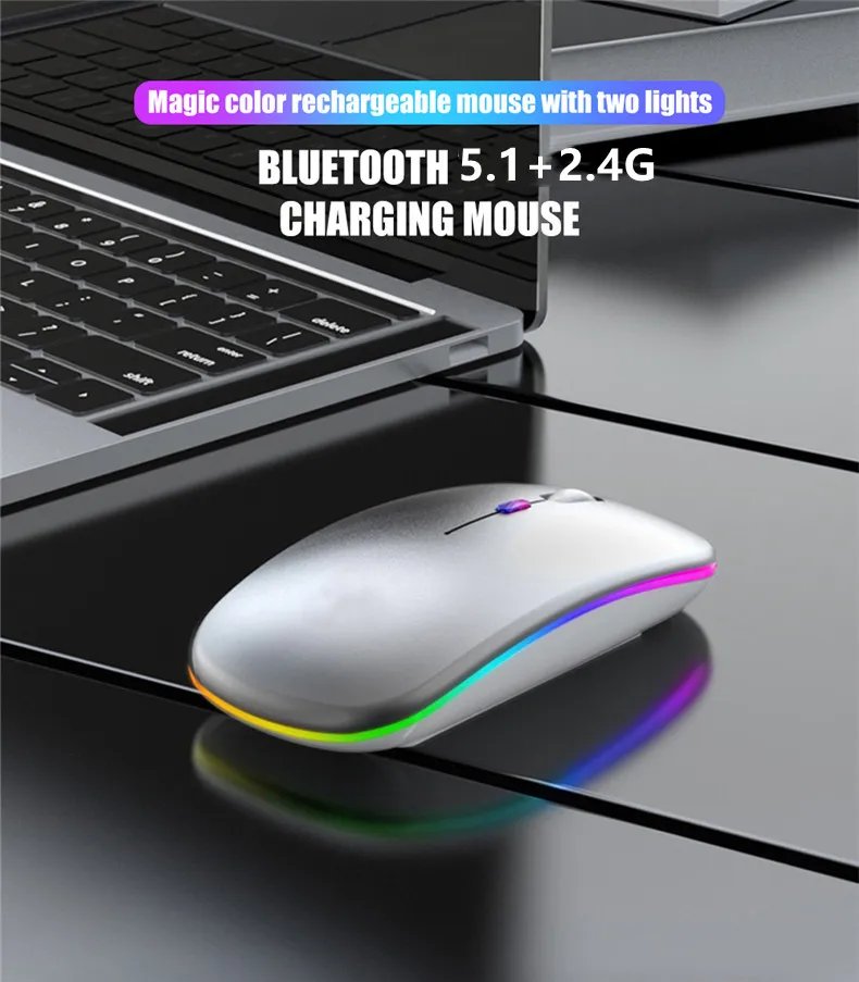 Wireless Mouse Rechargeable Silent LED Backlit Mice PC Laptop Computer Mous 2.4Ghz Receiver Bluetooth Dual Mode Optical Mice Wireless Mouse Rechargeable Silent LED Backlit Mice PC Laptop Computer Mous 2.4Ghz Receiver Bluetooth Dual Mode Optical Mice
