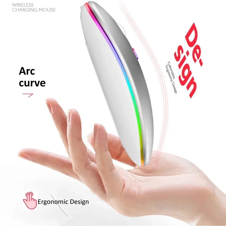 Wireless Mouse Rechargeable Silent LED Backlit Mice PC Laptop Computer Mous 2.4Ghz Receiver Bluetooth Dual Mode Optical Mice - Image 3